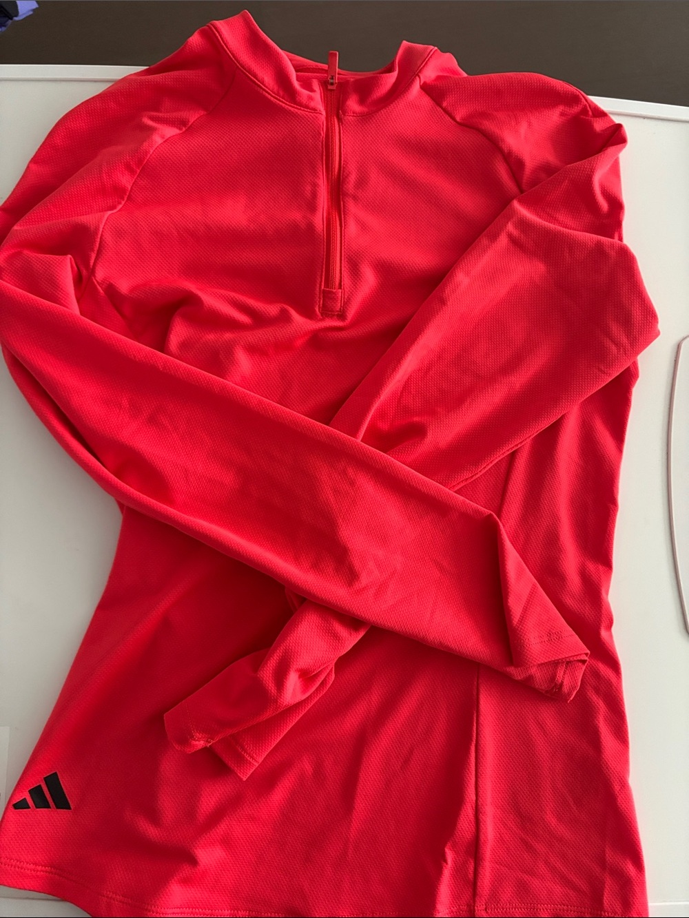 adidas Women's Bright Red Quarter-Zip Long Sleeve Top